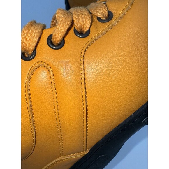 TOD'S LOW TOP SNEAKERS EU 37 1/2, US 7.5 Orange Leather Lace Up - Picture 11 of 11
